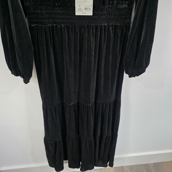 Knox Rose Womens Maxi Dress Size Medium Velvet Black Tiered Whimsigoth - Picture 3 of 9